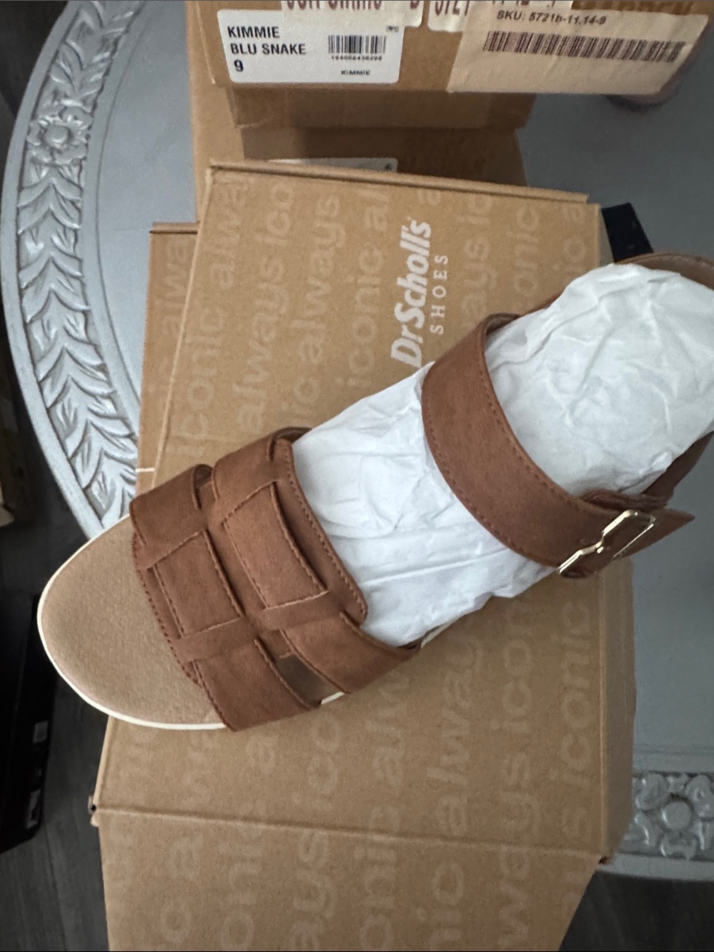 Dr. Scholl's Honey Brown Woven Ankle-Strap Sandal - Picture 4 of 7